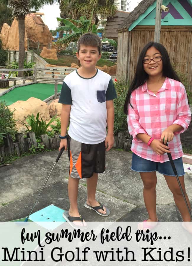 My family LOVES to play mini golf- especially at one of those highly themed challenging courses with lots of hills and tunnels and obstacles. Which is why we always make this one of our DIY summer camp field trips!