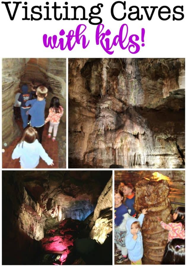 Caves are fascinating to kids- which is why visiting caves with kids is such a great family field trip! I am not sure what appeals to the kids more- the darkness of the cave, the cool temps inside, being underground, or even the wonder of how the cave was discovered and what might have lived there!