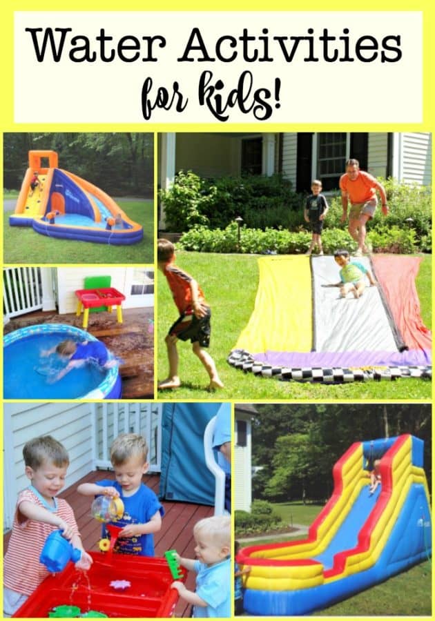 We think that outdoor water play is an essential part of our DIY summer camp! Here are some of our favorite water activities for kids!