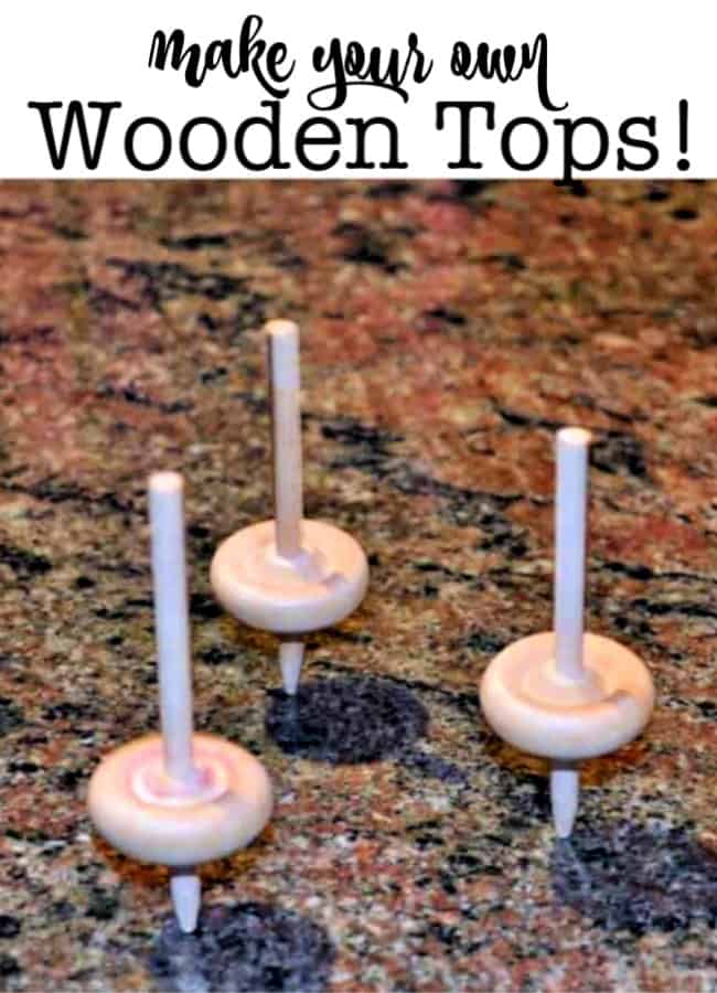 You can make your own wooden tops at home! Made with wooden dowels and wheels, a little sandpiper and a bit of paint- and you can be spinning your own top in under 10 minutes!