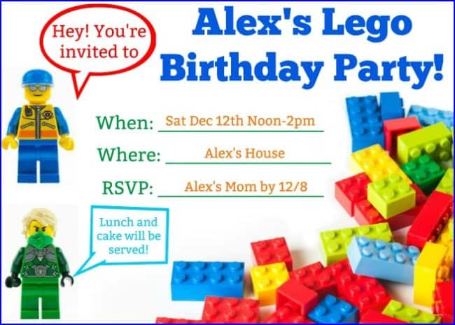 Lego birthday party invitation