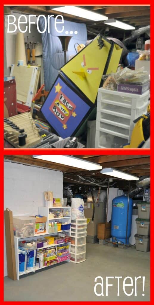 We tackled a basement declutter project in just four weeks! Here's how to declutter YOUR basement! (Great before & after pics & tips here!)