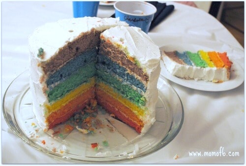 puppies and ponies party rainbow cake