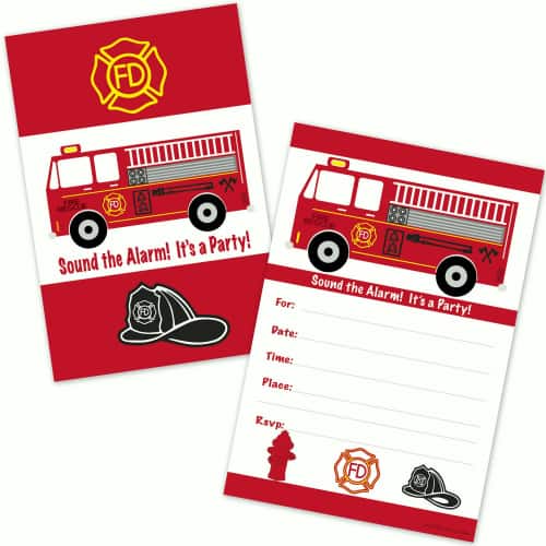 fire truck party invitations