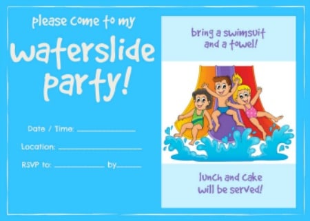 waterslide birthday party invitation