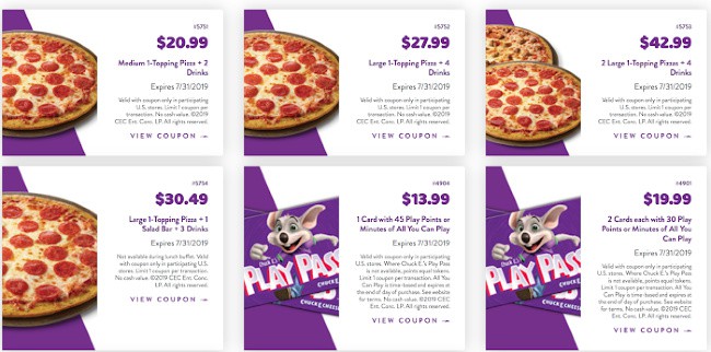 Chuck e cheese salad coupon