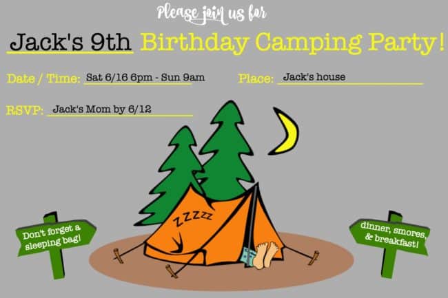 Camping Birthday Party Invitations (free printable!)