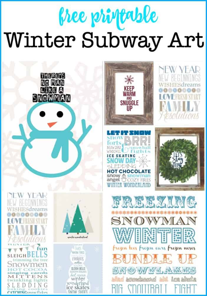 I love to change out the decor in my home, and these free winter subway art printables are a beautiful way to do just that! You'll find links to all of the free printables right in this post! #WinterSubwayArt 