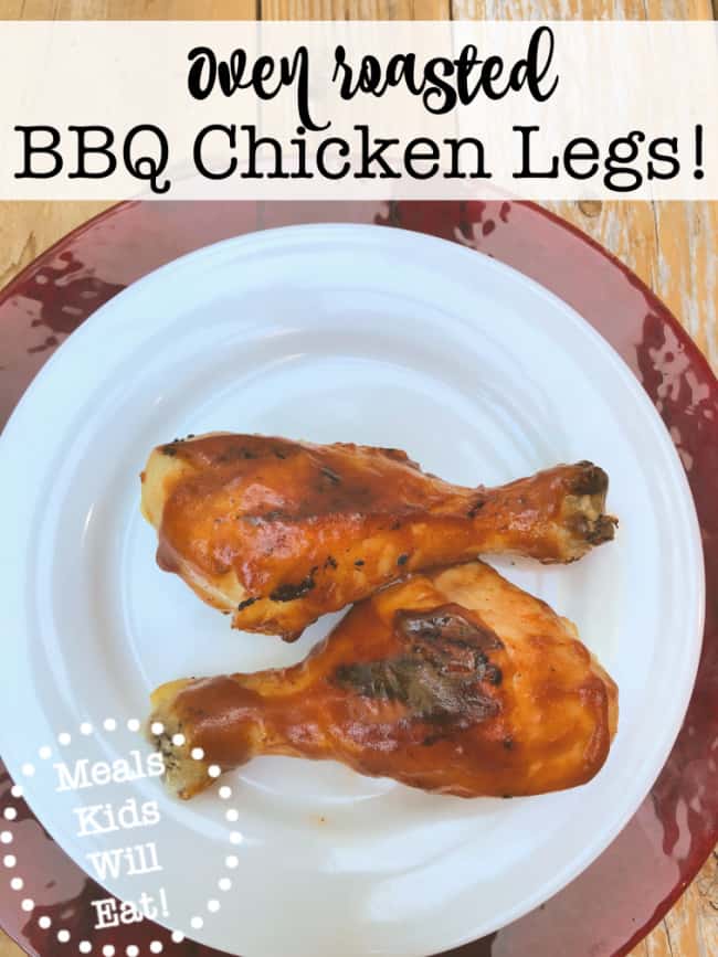 I think that chicken legs are so much more juicy and delicious when they are roasted in the oven and then finished on the grill! And should the weather outside be not-so-nice, you can skip the grill finish and just add the BBQ sauce and broil them to finish them! Here's how we make our oven-roasted BBQ chicken legs for dinner!