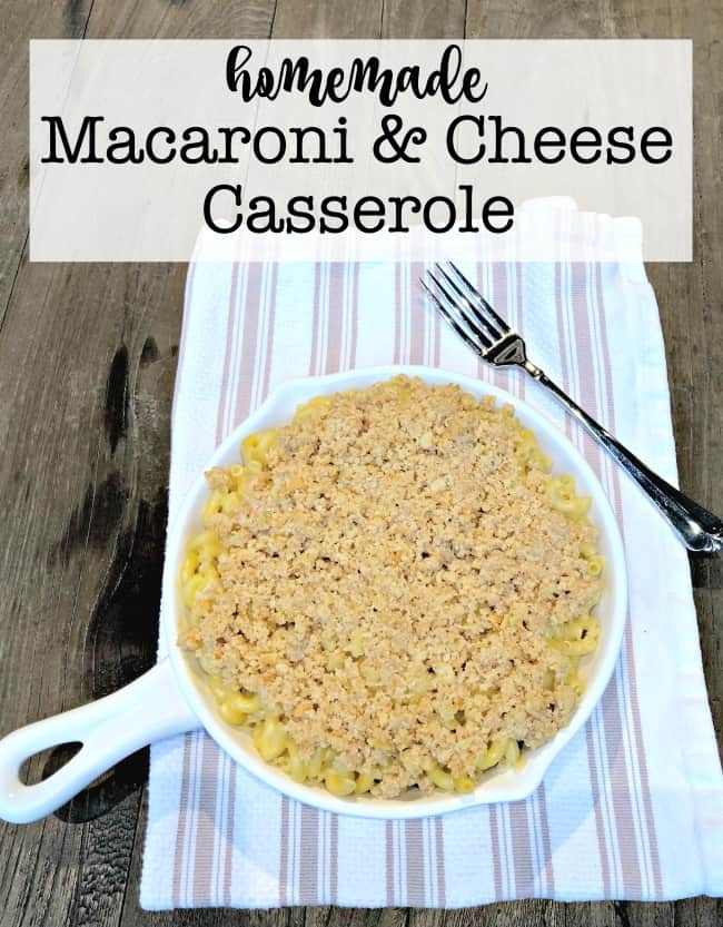 This macaroni and cheese casserole recipe is a family favorite- and includes a white sauce base, a little bit of heavy cream and a nice sprinkling of a Ritz cracker-cheddar cheese crumble on top. It's how we "do" mac & cheese and the Rowley house!