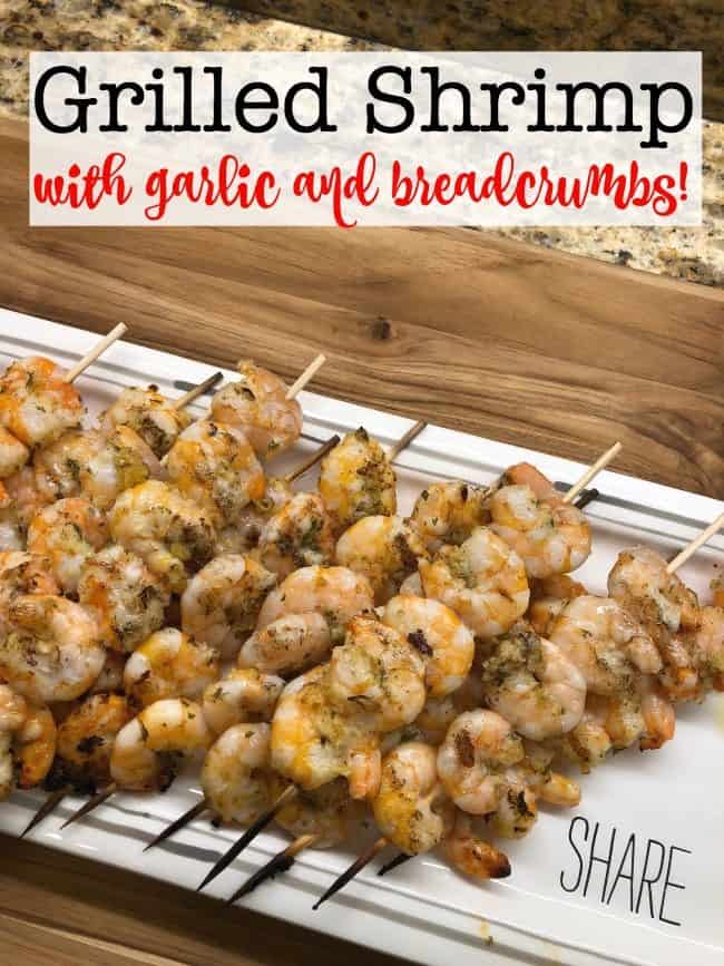 This grilled shrimp with garlic and breadcrumbs is an easy weeknight meal that your kids will love!