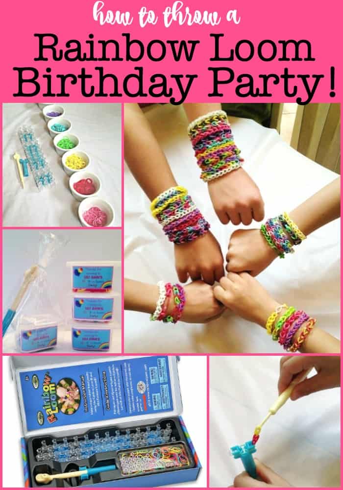 Personalized friendship summer Rainbow Loom rubber band bracelet birthday  favor