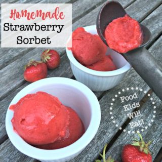 This strawberry sorbet will become the reason you go strawberry picking each summer! A super simple recipe that comes together quickly in your ice cream maker.