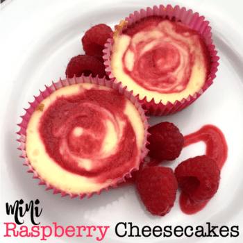 These yummy mini raspberry cheesecakes are a delicious creamy summer treat that can be consumed in just a few bites (that is- if you can stop yourself at just one!)