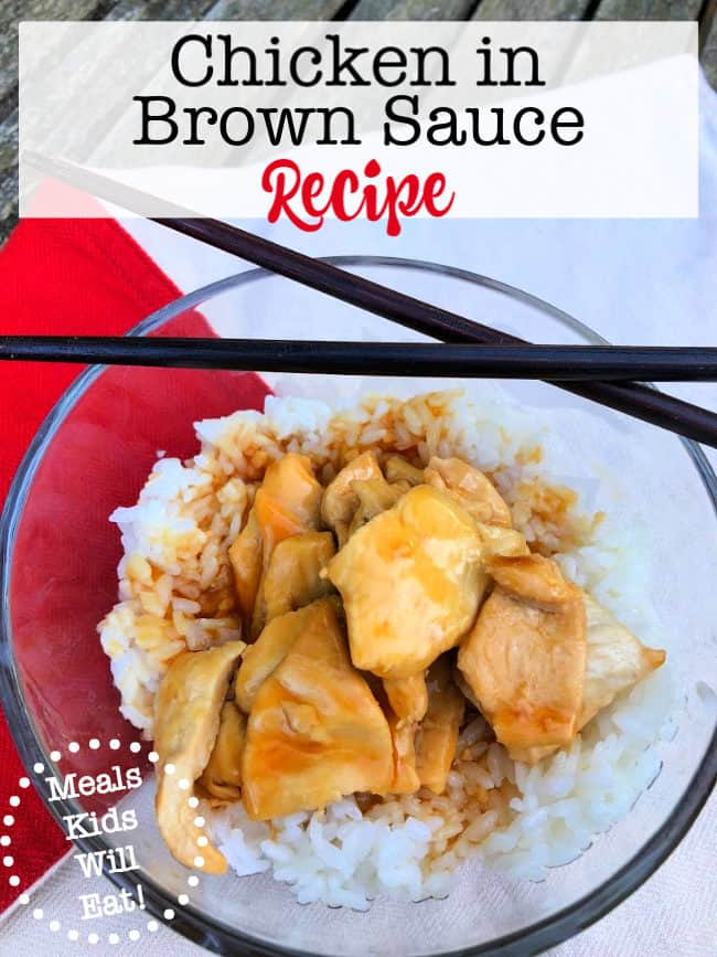 This recipe for chicken in brown sauce is truly one of our family's favorite dinner recipes and appear on our menu plan at least twice a month! Made from ingredients you probably already have on hand at home- it's easy to pull together 20-30 minutes before dinner!
