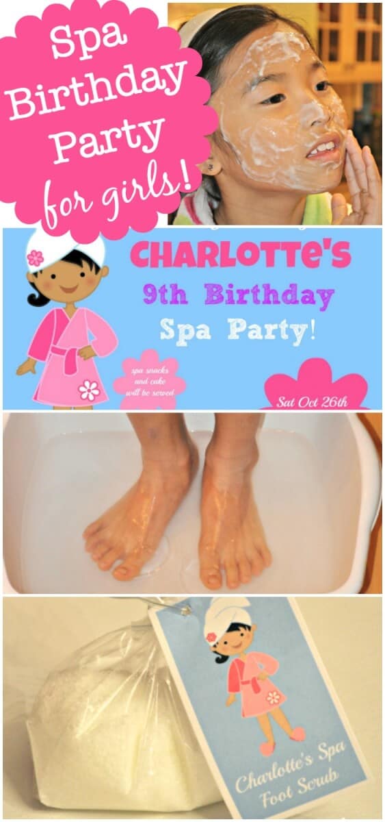 Fantastic ideas for hosting a Spa birthday party at home! This post includes free printable Spa birthday party invites and thank you notes, ideas for kids "spa treatments" and lots of ideas to make your Spa Birthday Party awesome!