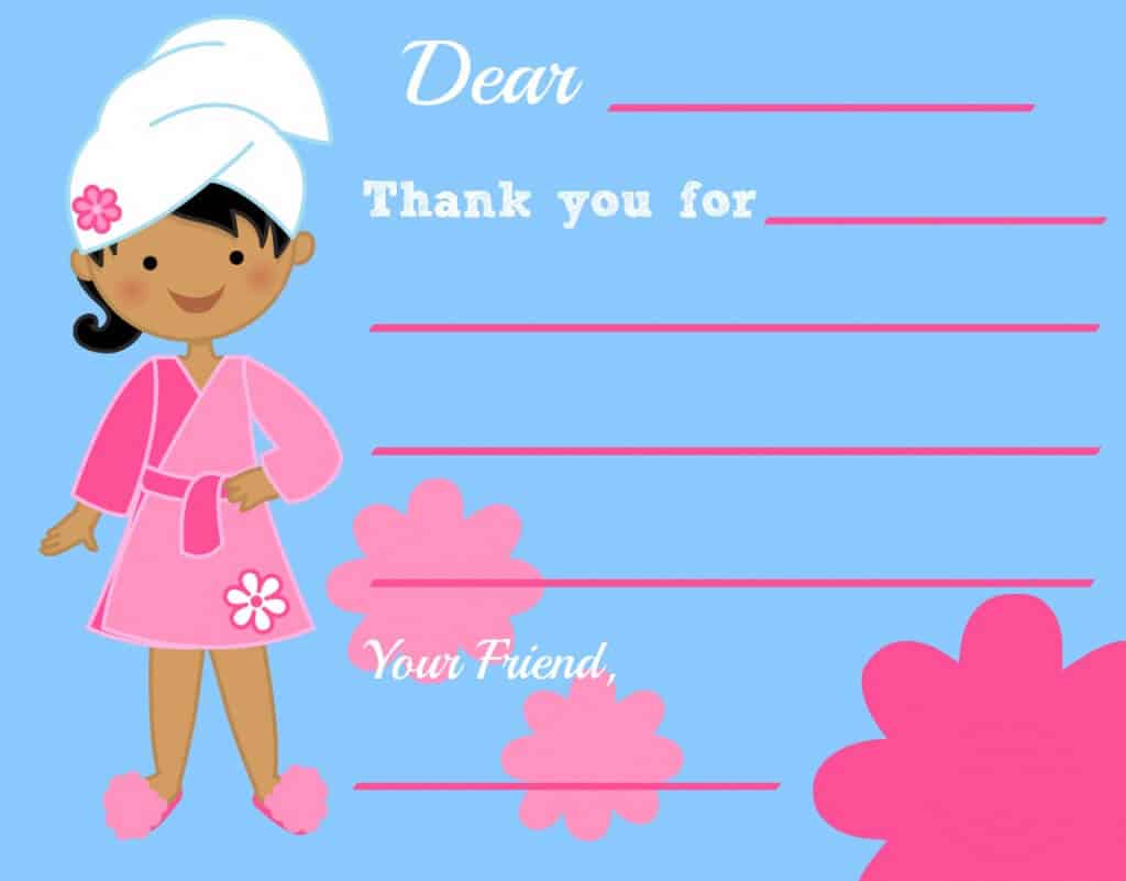 spa party thank you note