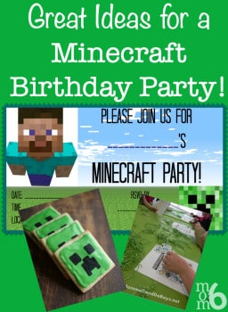 Fantastic ideas for hosting a Minecraft birthday party at home! This post includes free printable Minecraft party invitations, ideas for Minecraft party games and snacks, and Minecraft party thank you notes!
