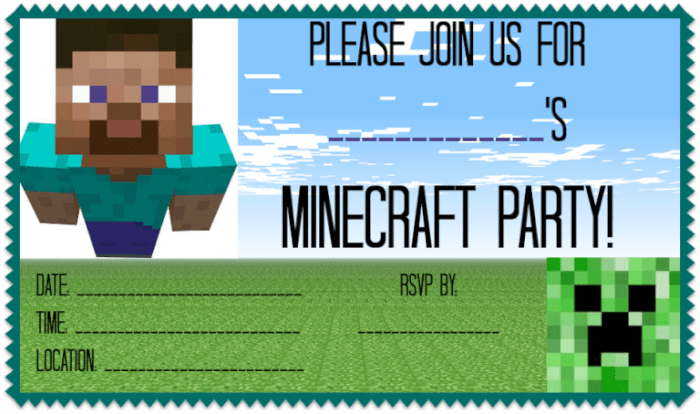 printable Minecraft party invite