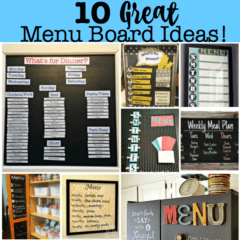 One of the best ways to get yourself into the habit of weekly meal planning is to hang a menu board in your kitchen. So to inspire you to get organized with your menu planning- here are 10 great menu board ideas! I hope that you find one that will work for you!