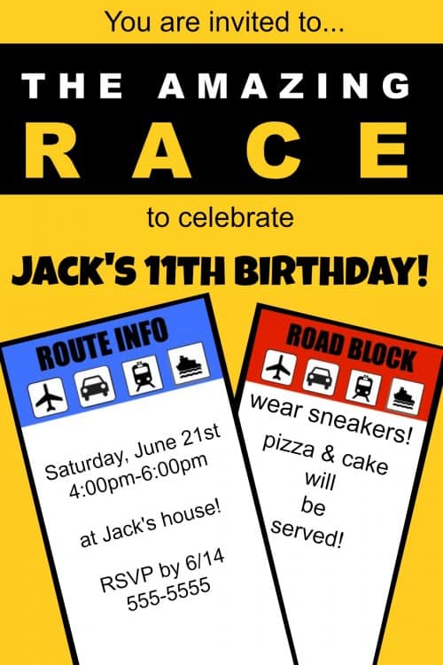 Amazing race birthday party for boys