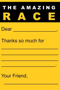 Amazing Race thank you notes