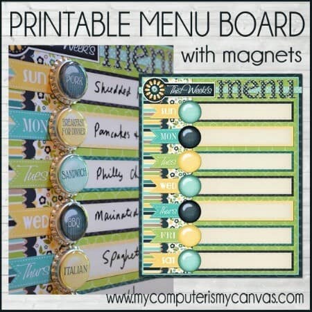 printable menu planning board