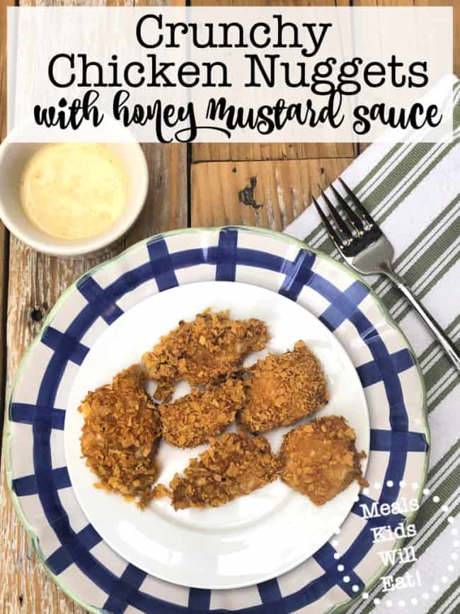 This crunchy chicken nuggets recipe is perfect for getting kids who love the fast-food version- but it is much healthier (baked not fried!), has a great crunchy coating and a delicious flavor that even adults will love!
