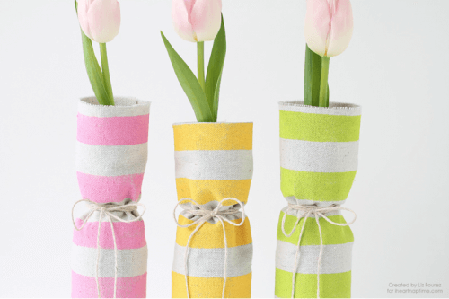 fabric wrapped vases for Spring