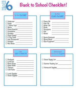 back to school checklist for Moms