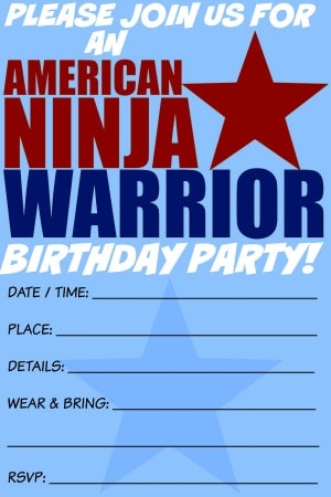 ninja warrior birthday invitation template free