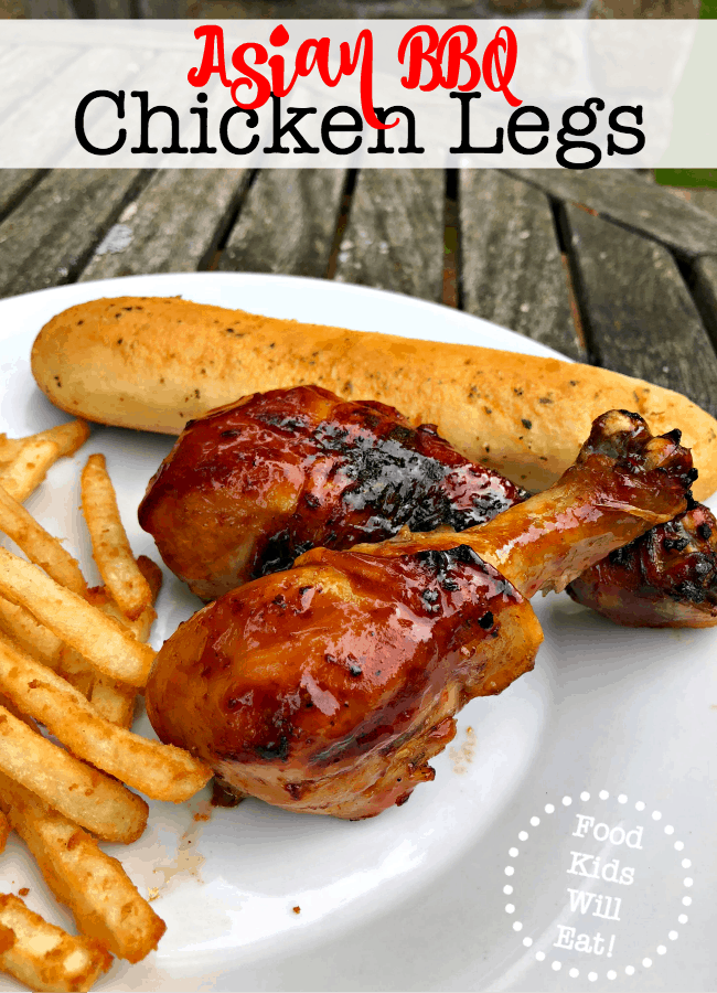 One of the tastiest and most budget-friendly meals that I make for my family are these Asian BBQ chicken legs! They are juicy when roasted in the oven and made even more delicious when marinated in advance, and then topped with the yummy sauce.