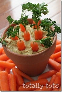 carrots and hummus for Easter appetizers
