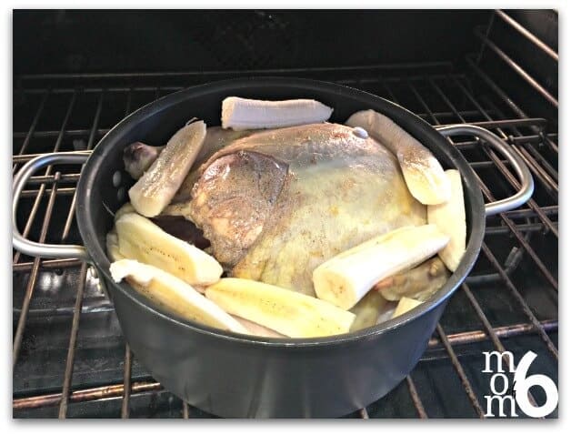 island style roasted chicken with bananas