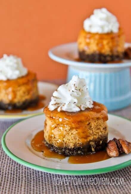 mini pumpkin cheesecakes for Thanksgiving dessert