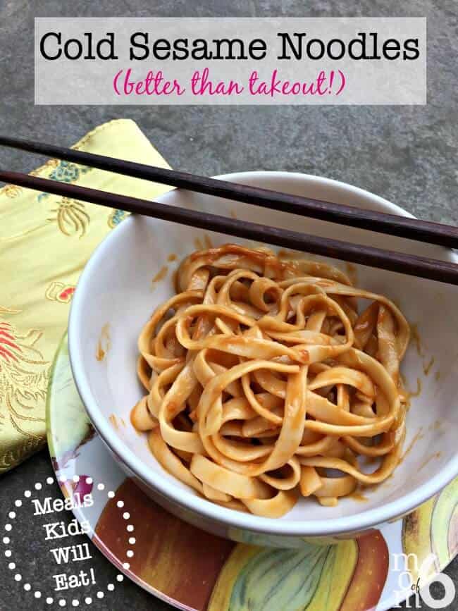 These cold sesame noodles are better than any we have ever had for take out! These are easy to prepare, make a great dinner entree and are also perfect for sending to school in a packed lunch!