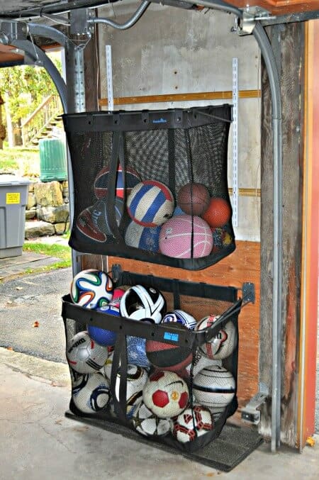 organized ball storage in garage