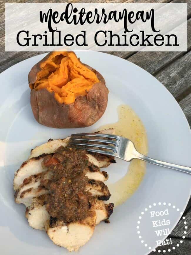 This is a great dinner recipe that is easy to pull together and so delicious! You marinate the chicken in the morning before you start your day, and then grill it just before dinner while cooking down the marinade to serve as the sauce, all in just a few minutes! Here's my family recipe for Mediterranean Grilled Chicken!