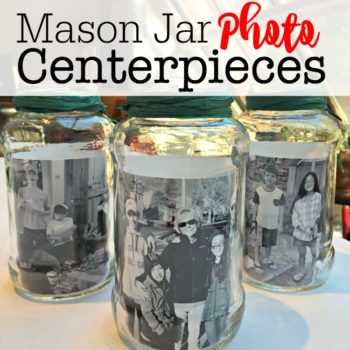 During the holiday season, I like to make our table look special, with a personal touch that celebrates my family. Which is why these mason jar photo centerpieces are the perfect addition to my holiday tablescape!