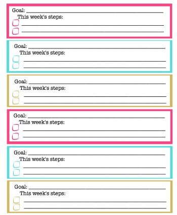 weekly goals tracking daily accountability sheets printable goal blank setting momof6 plan