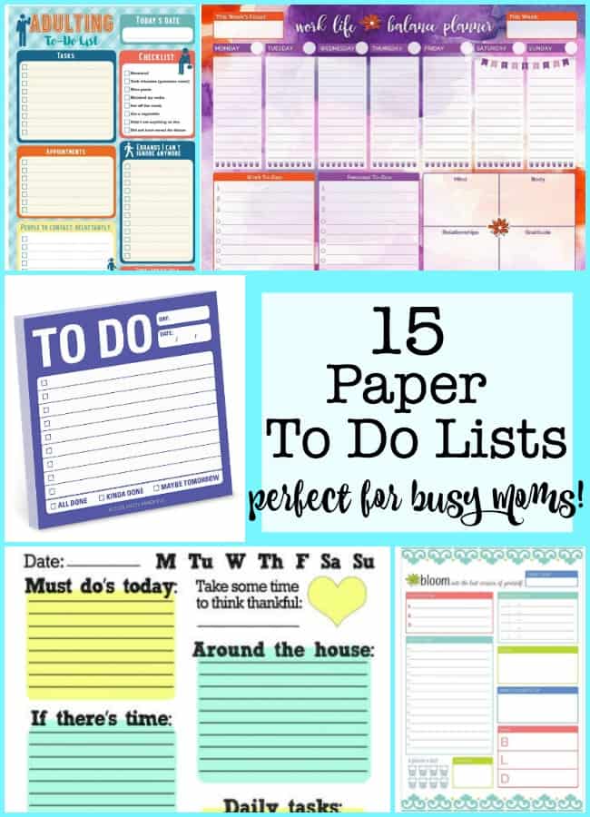 If you prefer using a paper to do list- here are 15 perfect (and pretty!) paper to do lists for busy Moms!