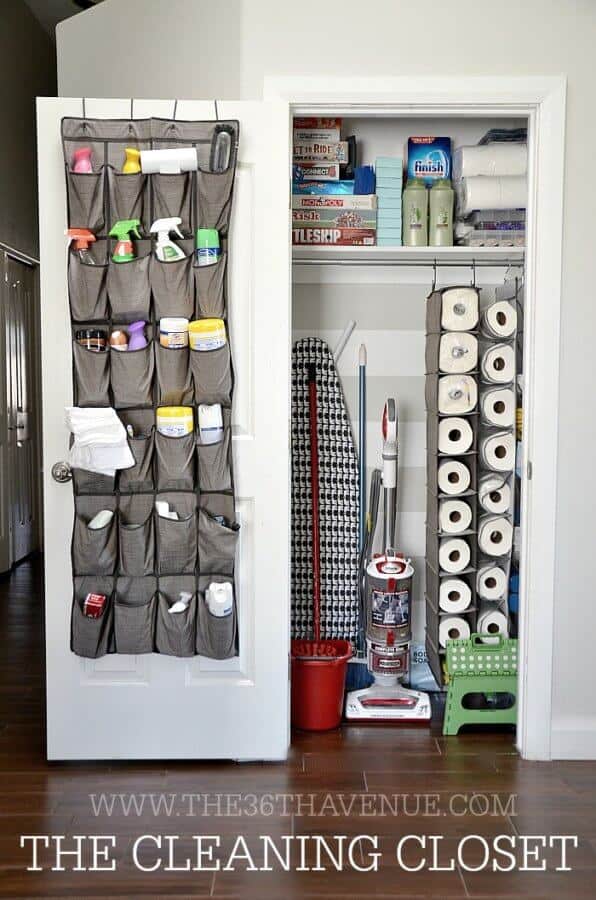 organized cleaning closet