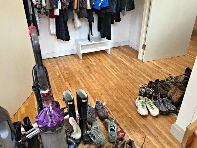 how to declutter your front closet