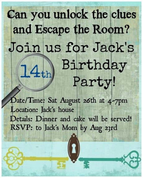 Escape Room Birthday Party Invitations Free Printable