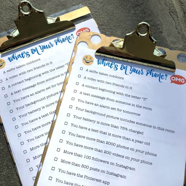 What s On Your Phone Free Printable Party Game for Tweens and Teens MomOf6