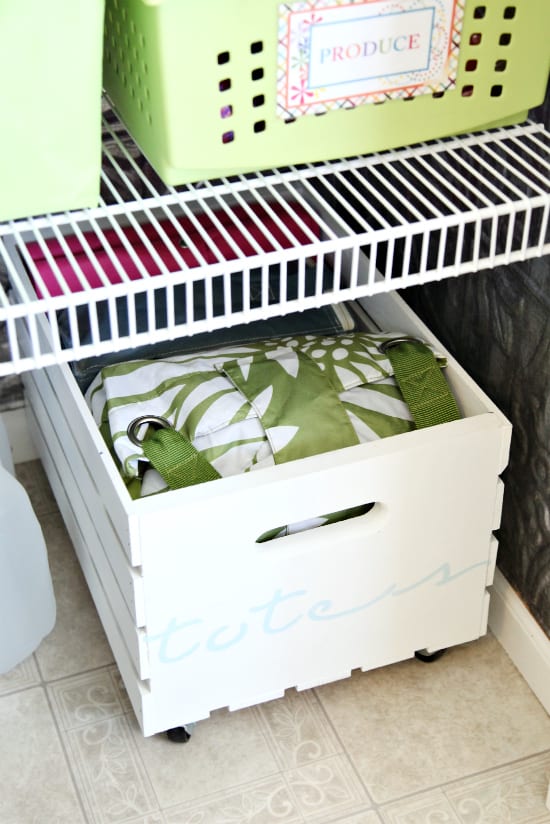 rolling crates in pantry