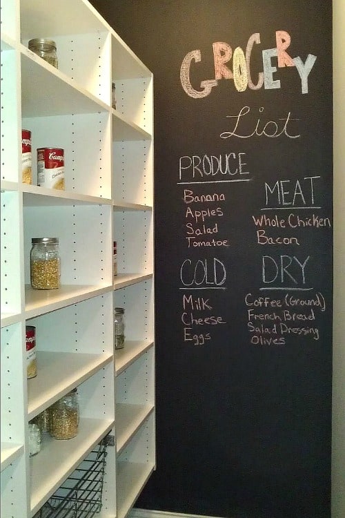 chalkboard wall in pantry