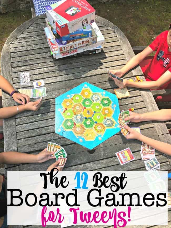 Every parent should have a shelf of the best board games for tweens to play- when they have friends over, when it's a rainy day, or just when they claim that they are "so bored" and don't know what to do (and they are hoping you'll relax your "no electronics during the week" rule!). These are the 12 best board games for tweens that should be on that shelf!