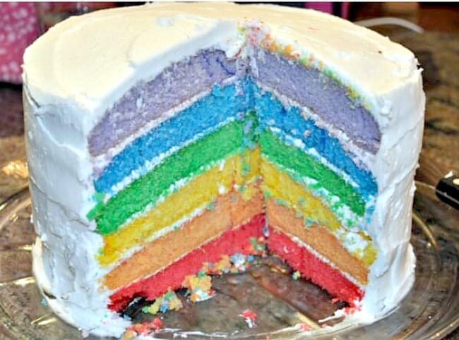 Rainbow cakes look so cool when you cut into them and all of those brightly colored layers are exposed! But how on the earth do you get those vibrant colors without using up bottles and bottles of food coloring? You just have to use the secret ingredient! (And the right food coloring of course!) Here's how to make a rainbow cake!