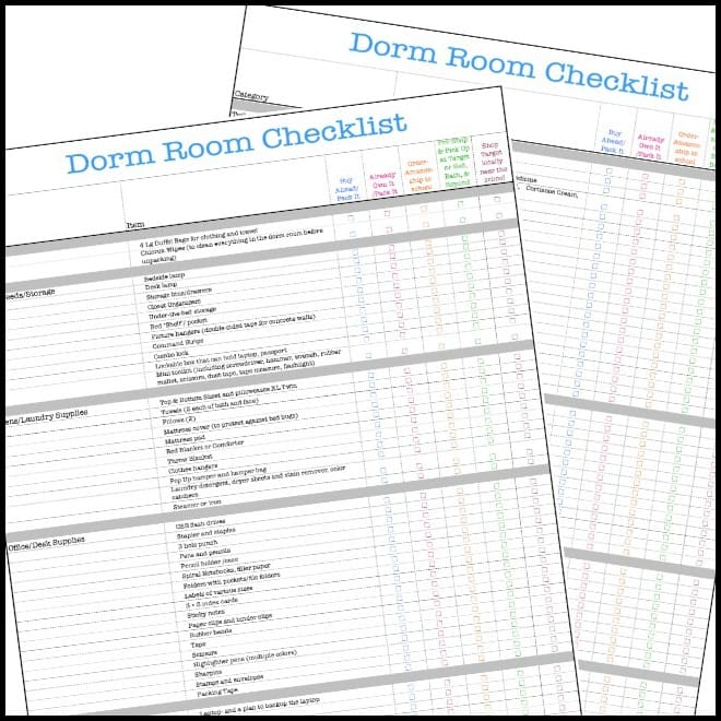 Printable Dorm Room Essentials Checklist - Squawkfox